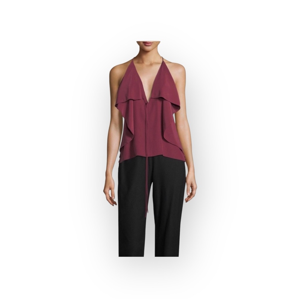 new Robert Rodriguez ✦ Chic Draped Overlay Strappy Silk Cami Top ✦ Wine 12 L XL - Picture 10 of 17